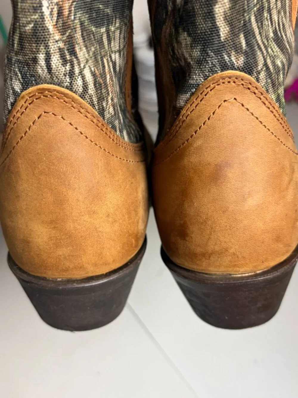 Laredo Men's Size 9.5 Cowboy Boots Mossy Oak Camo Leather Western Country Farmer